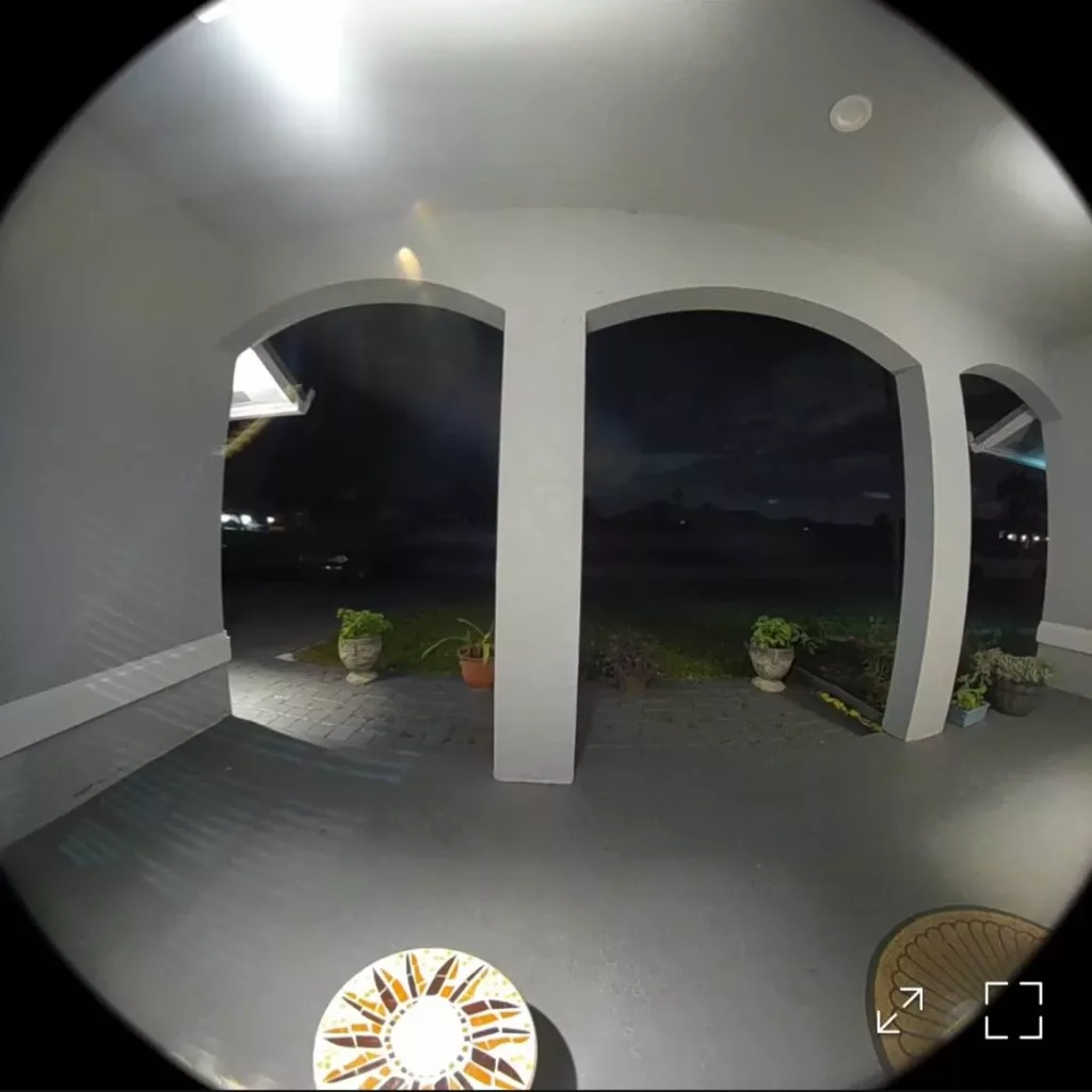 Live footage capture from the Ring Battery Doorbell Plus, displaying real-time video and motion detection for smart home security.