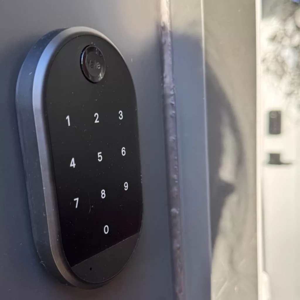Yale August Wi-Fi Smart Lock Keypad Touch for fingerprint access and custom entry codes.