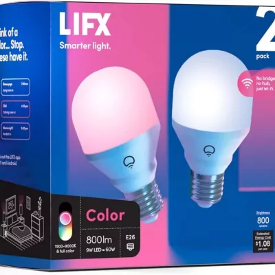 LIFX Color A19 800 lumens, Billions of Colors and Whites, Wi-Fi Smart LED Light Bulb