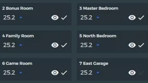 ecobee3 App showing the temperatures in different rooms.