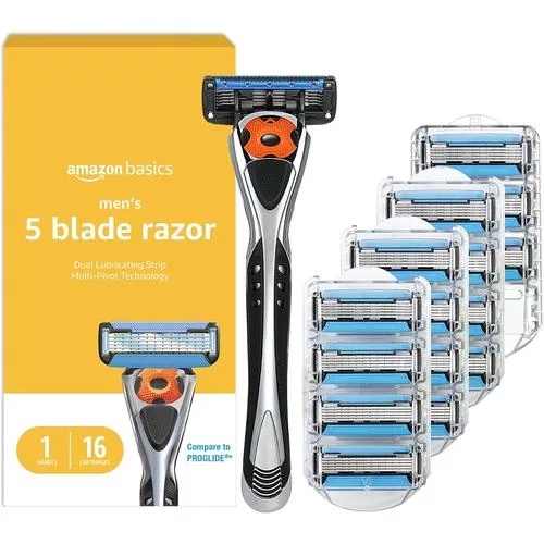 Amazon Basics 5-Blade Razor for Men – MotionSphere technology for a smooth shave