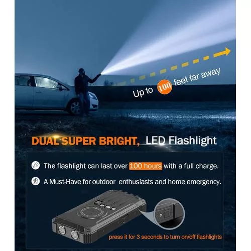 GOODaaa Solar Power Bank Wireless Charger detailed specs – durable and versatile charging solution