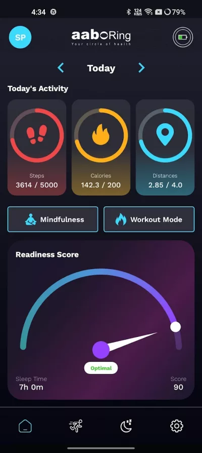aaboRing Titanium application battery score