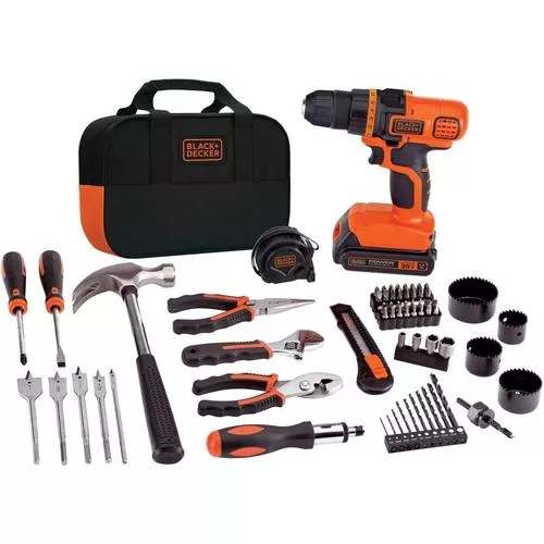 BLACK+DECKER 20V MAX Kit - cordless drill with 68-piece tool set for home repair