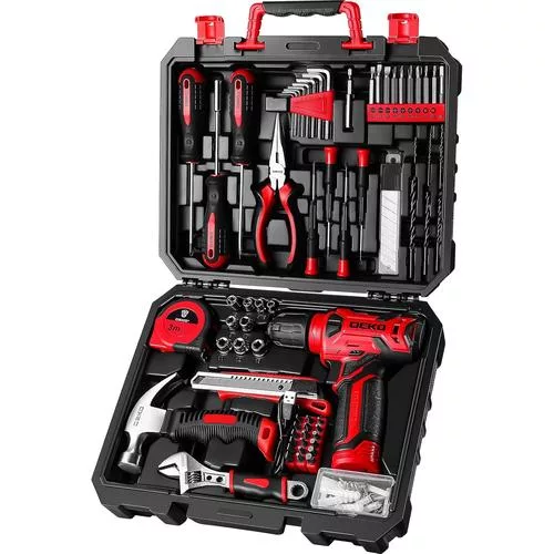 DEKOPRO Drill Set Tool Set - lightweight red cordless drill for DIY tasks and rated as a top affordable option