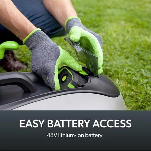 Close-up showcasing easy battery access on the Gtech CLM50