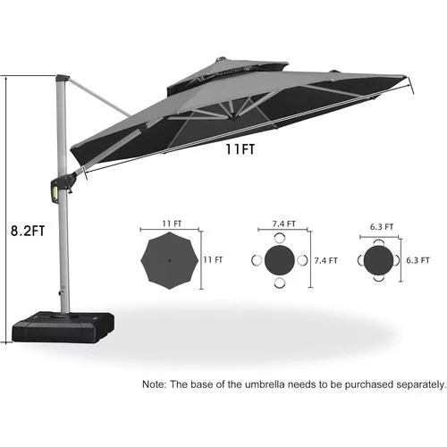 Image indicating that the patio umbrella base is sold separately - Sometimes this turns buyers off and lead them toward the Lausaint Home or wikiwiki models