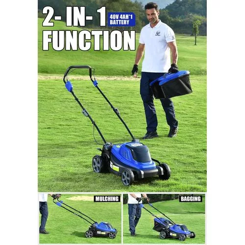 Close-up of the mower’s control panel and folding mechanism all while being eco friendly