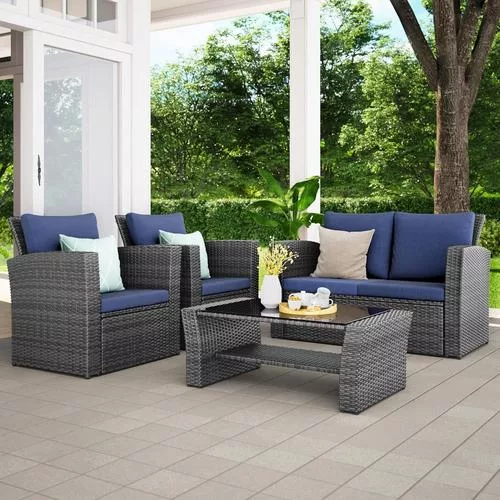 Wisteria Lane 4-Piece Wicker Conversation Set