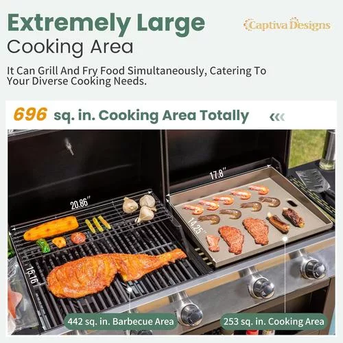 Grill and griddle cooking surface barbecue combo