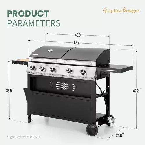 Combo grill BBQ dimensions diagram
